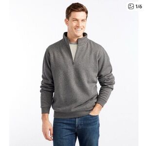 L.L. Bean Men's Charcoal Quarter Zip-Up Sweatshirt Large Tall
